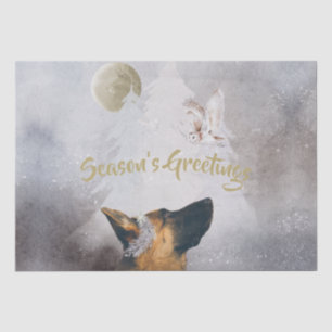 German Shepherd Winter Watercolor Holiday Gold Wra Seidenpapier