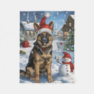 German Shepherd Winter Wonderland Christmas Joy Fleecedecke