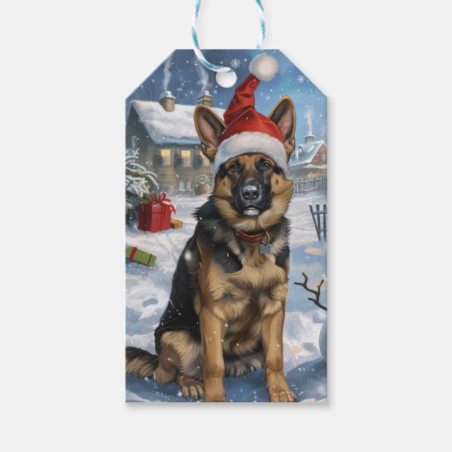 German Shepherd Winter Wonderland Christmas Joy Geschenkanhänger (Vorderseite)