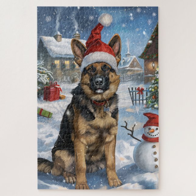 German Shepherd Winter Wonderland Christmas Joy Puzzle (Vertikal)