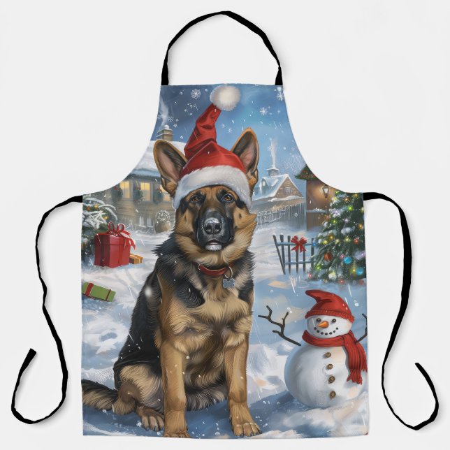 German Shepherd Winter Wonderland Christmas Joy Schürze (Vorderseite)