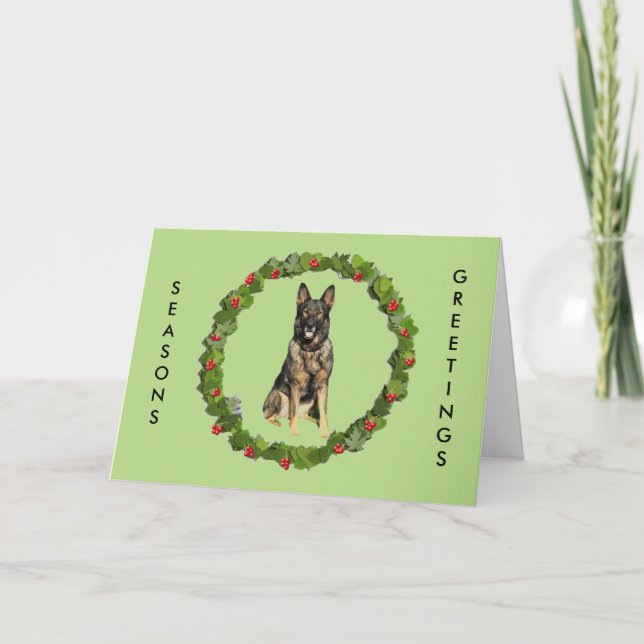 German Shepherd Wreath Feiertagskarte (Vorderseite)