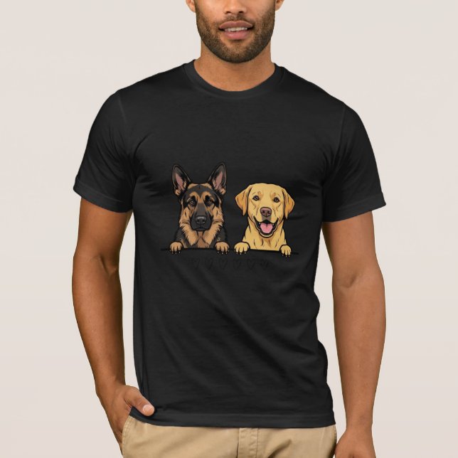 German Shepherd & Yellow Lab Best Friends T-Shirt (Vorderseite)