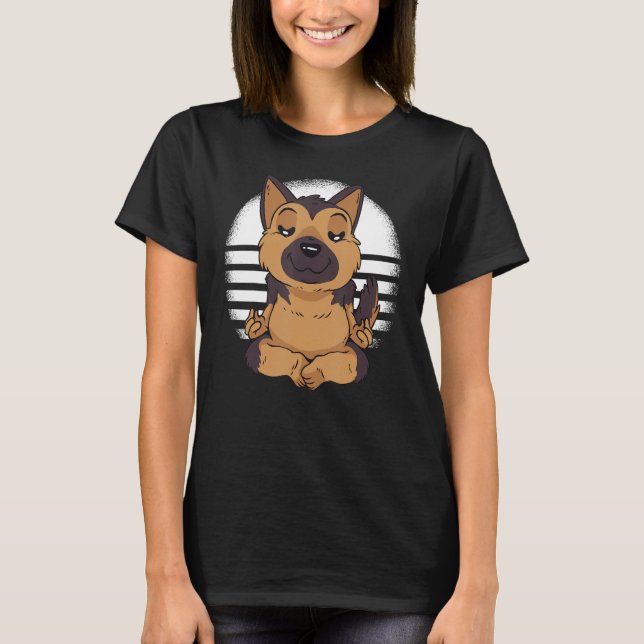 German Shepherd yoga meditation meditate Funny dog T-Shirt (Vorderseite)