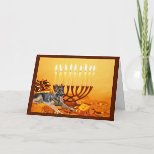 German    ShepherdChanukah Card Menorah1 Feiertagskarte