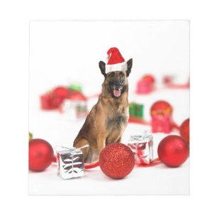 German Shepherdog w Christmas Gifts Weihnachtsmann Notizblock