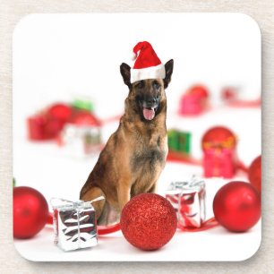 German Shepherdog w Christmas Gifts Weihnachtsmann Untersetzer