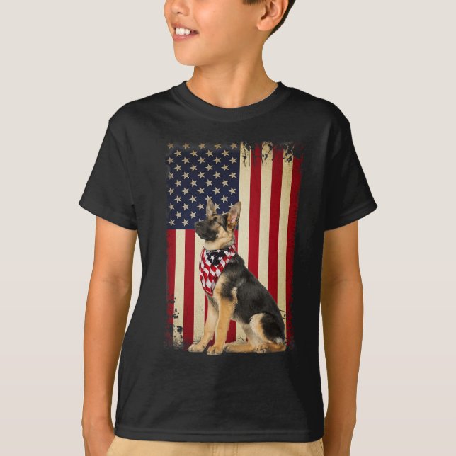 German Shepherds American Flag Shirt Independence  (Vorderseite)