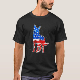 German Shepherds Gefärbte Krawatte American Flag P T-Shirt