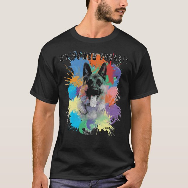 German Shepherds The Power Sourge!! Angepasst V Ne T-Shirt (Vorderseite)
