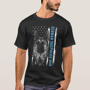 German Shepherds Vater for Men American Flag Hund  T-Shirt