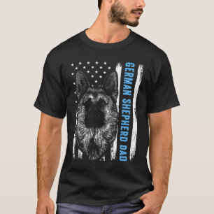 German Shepherds Vater for Men American Flag Hund  T-Shirt