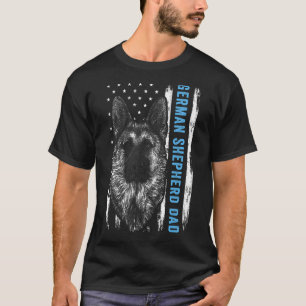 German Shepherds Vater for Men American Flag Hund  T-Shirt
