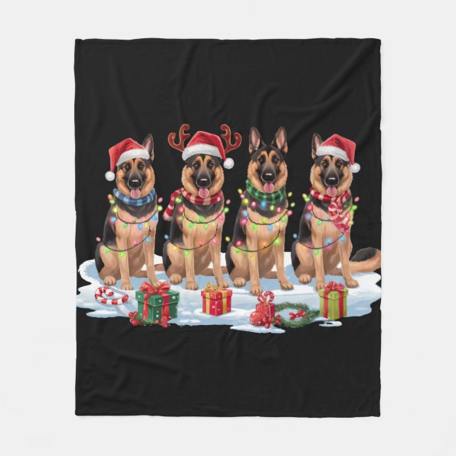 German Shepherds Weihnachtsleuchten - Adorable Des Fleecedecke (Vorderseite)