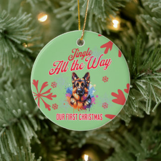 German Sheppard First Christmas Keramik Ornament
