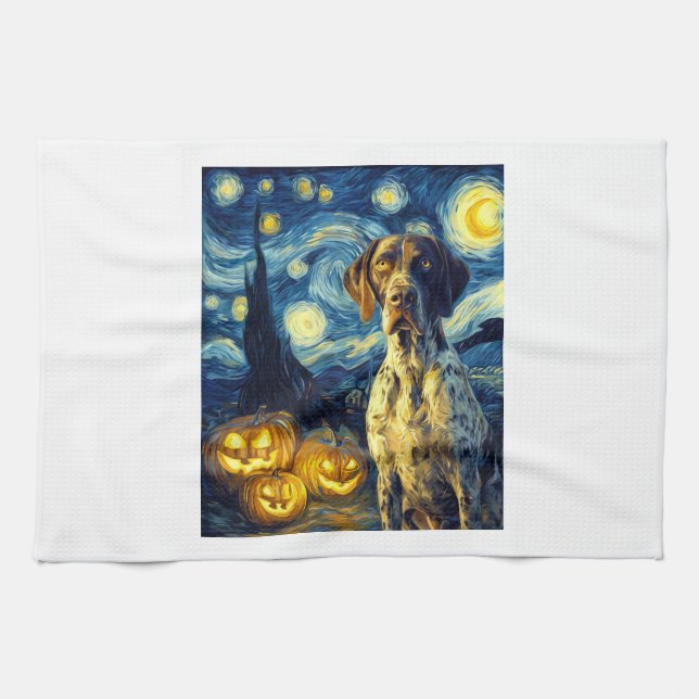 German Shorthaired Pointer 1 Cute Dog Halloween Ja Geschirrtuch (Horizontal)