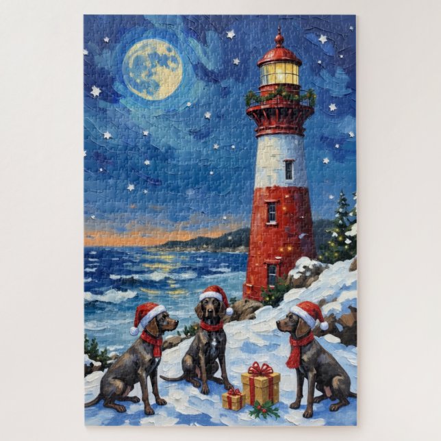 German Shorthaired Pointer Christmas Lighthouse Puzzle (Vertikal)