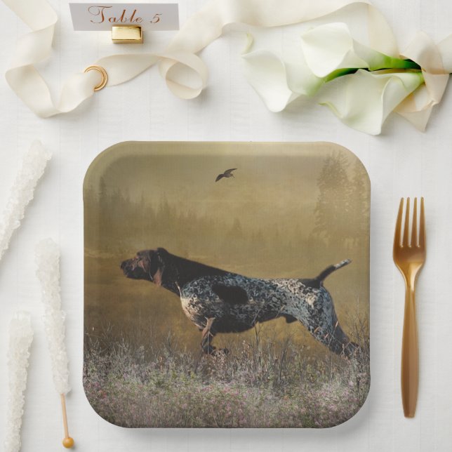 German Shorthaired Pointer , Deutsch Kurzhaar Pappteller (Hochzeit)