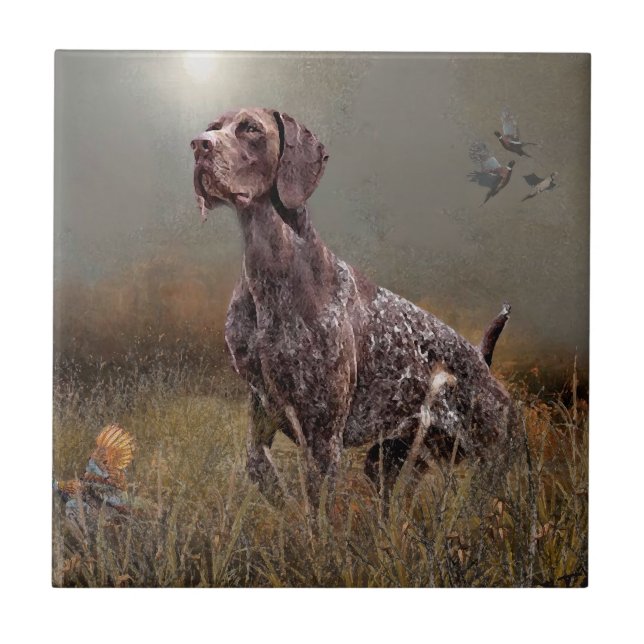 German Shorthaired Pointer , Deutsch Kurzhaar Tape Fliese (Vorderseite)