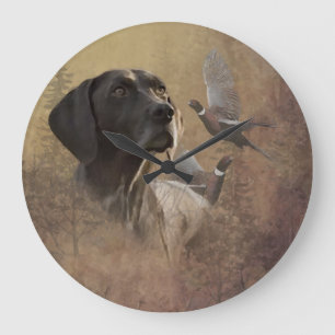 German Shorthaired Pointer , Deutsch Kurzhaar Tape Große Wanduhr