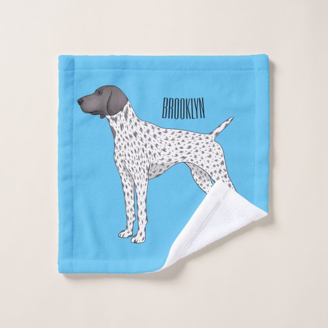 German Shorthaired Pointer dog cartoon Badhandtuch Set (Waschlappen)