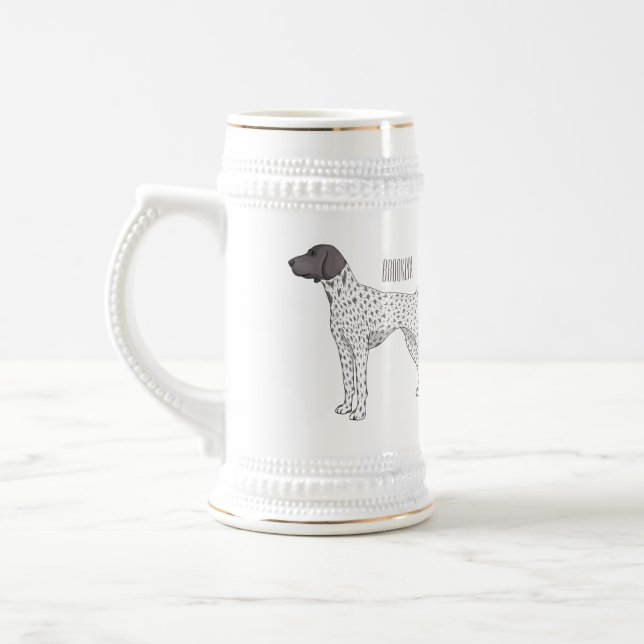 German Shorthaired Pointer dog cartoon Bierglas (Links)