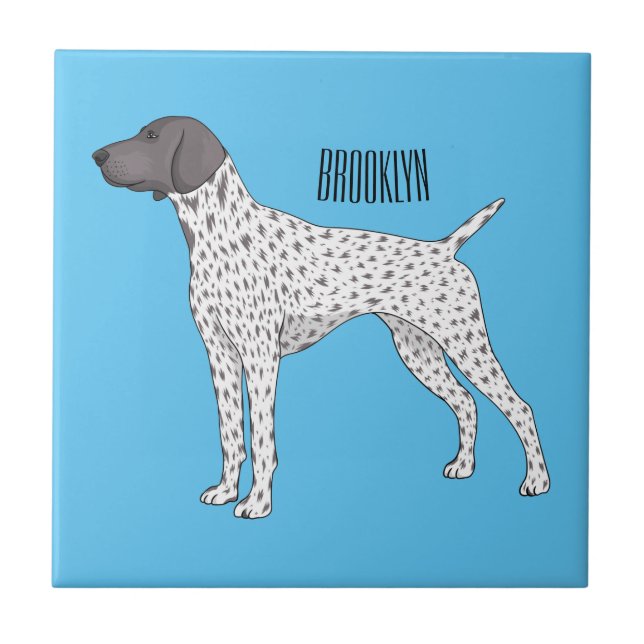 German Shorthaired Pointer dog cartoon Fliese (Vorderseite)