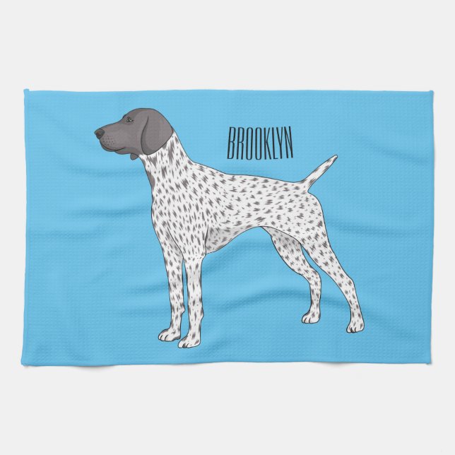 German Shorthaired Pointer dog cartoon Geschirrtuch (Horizontal)