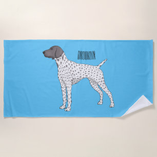 German Shorthaired Pointer dog cartoon Strandtuch