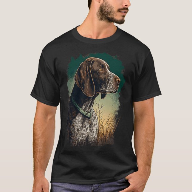 German Shorthaired Pointer Dog Portrait Tie and Dy T-Shirt (Vorderseite)