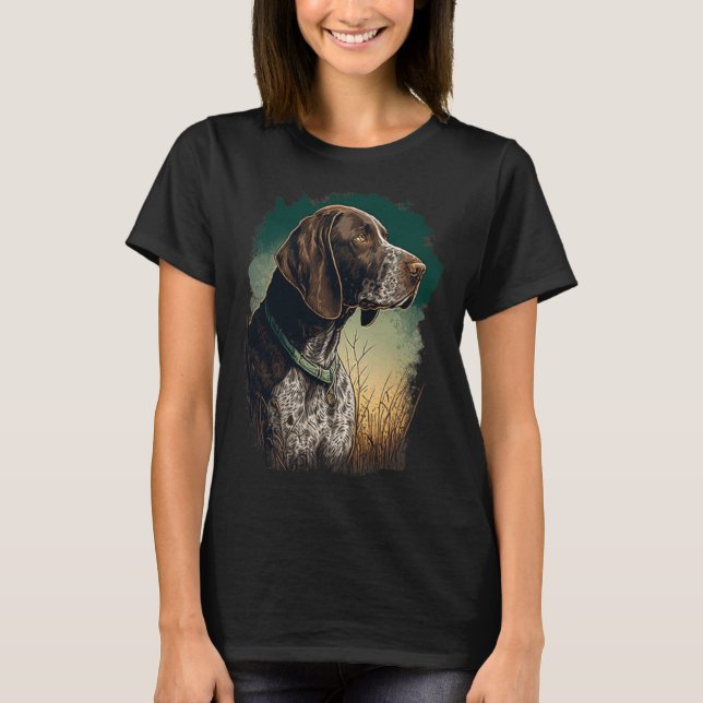German Shorthaired Pointer Dog Portrait Tie and Dy T-Shirt (Vorderseite)