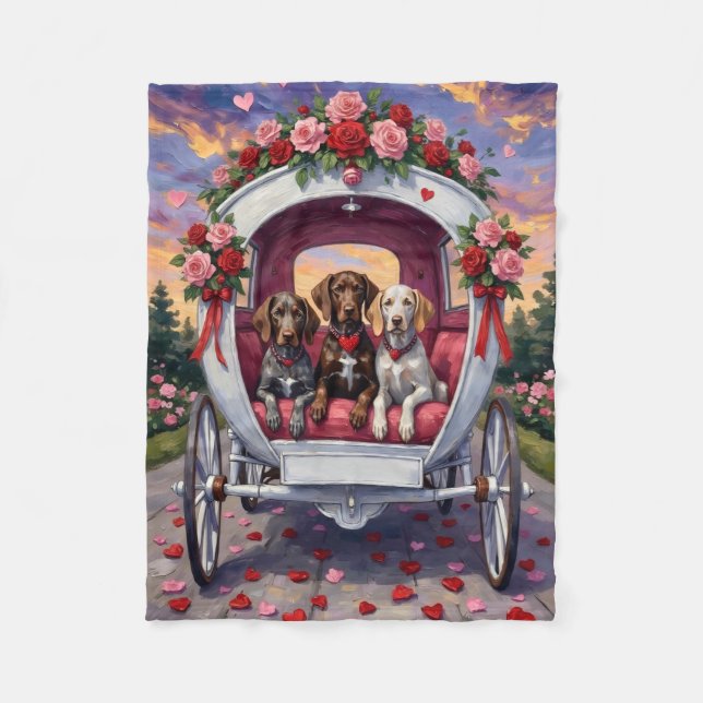 German Shorthaired Pointer  Dog Valentine's Day  Fleecedecke (Vorderseite)