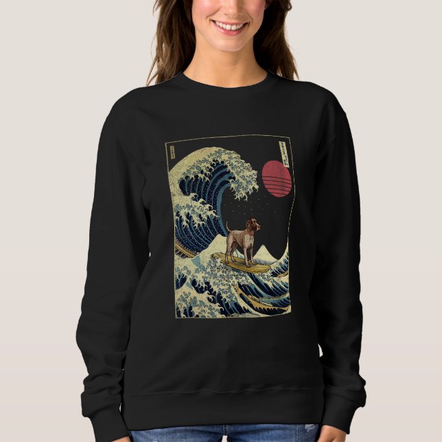 German Shorthaired Pointer Japanese Kanagawa Wave  Sweatshirt (Vorderseite)