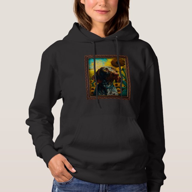 German Shorthaired Pointer Painting Sunflower Flow Hoodie (Vorderseite)