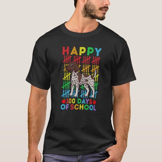 German Shorthaired Pointer Student Happy 100 Days  T-Shirt (Vorderseite)