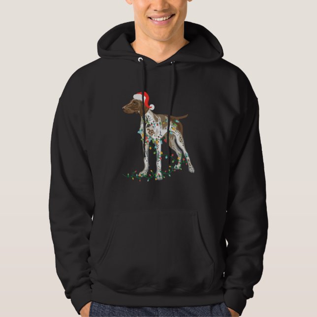 German Shorthaired Pointer Tangled In Christmas Li Hoodie (Vorderseite)