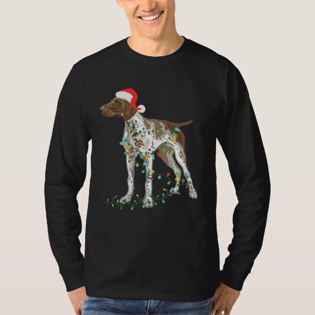 German Shorthaired Pointer Tangled In Christmas Li T-Shirt (Vorderseite)