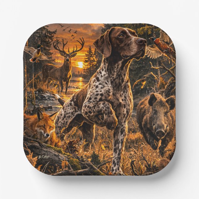 German Shorthaired Pointers  Pappteller (Vorderseite)