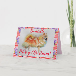 German Spitz Dog Watercolor pet Christmas Card Karte