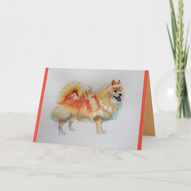 German Spitz Dog Watercolor pet Greetings Card Karte (Vorderseite)