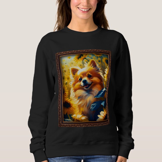 German Spitz Painting Sunflower Flower Mom Women F Sweatshirt (Vorderseite)