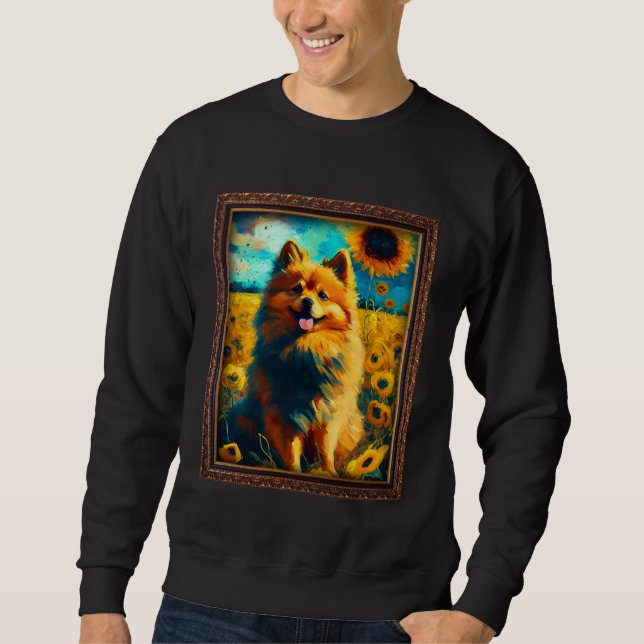 German Spitz Painting Sunflower Flower Mom Women F Sweatshirt (Vorderseite)