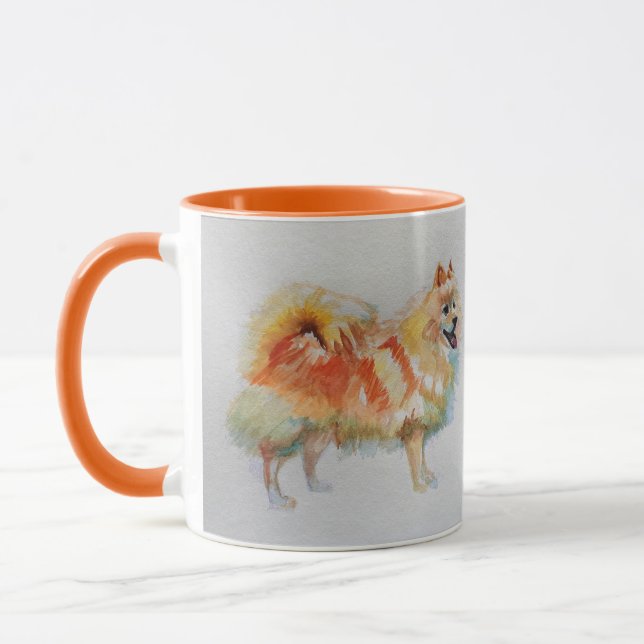 German Spitz Spitz Watercolor Orange Tasse (Links)