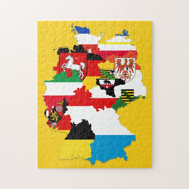 German Staaten Flags Map, Bundesländer Deutschland Puzzle (Vertikal)