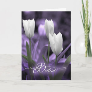 GERMAN Sympathy Beileid Purple with White Tulips Karte