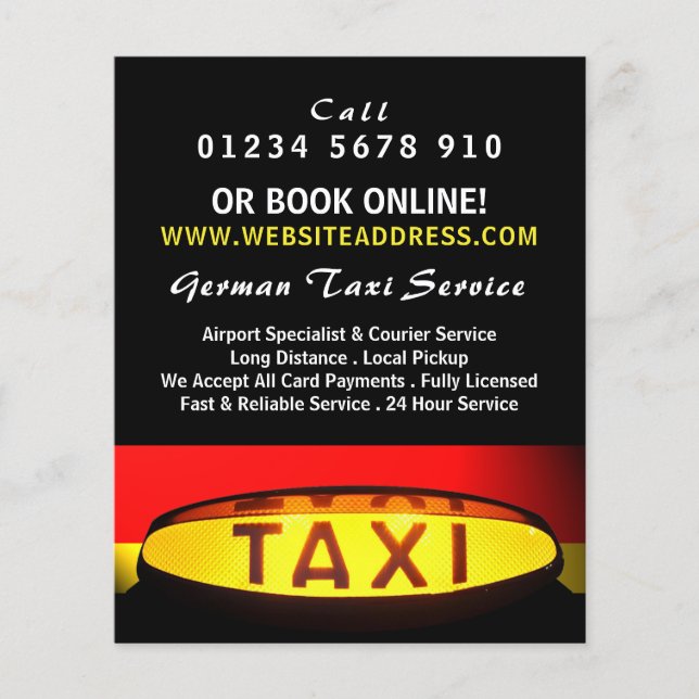German Taxi Flag with Price List Flyer (Vorne)