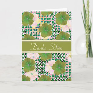 German Thank You Green Flowers Card- Blank Dankeskarte