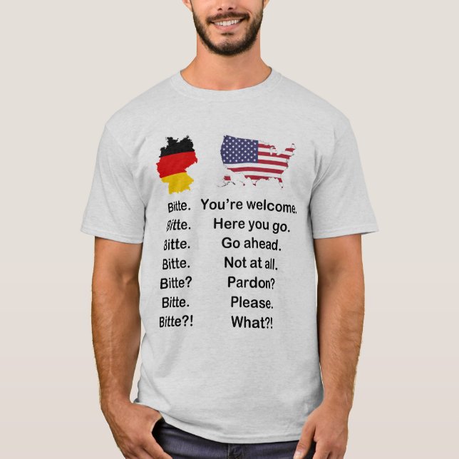 German vs. English - Bitte Please T-Shirt (Vorderseite)
