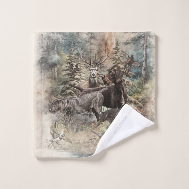 German Wirehaired Pointer Badhandtuch Set (Waschlappen)