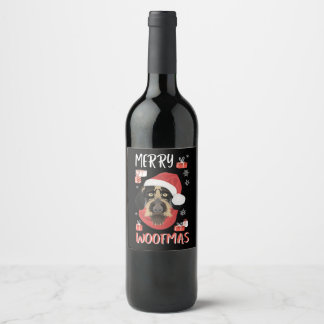 German Wirehaired Pointer Christmas Weinetikett